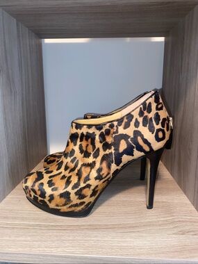 Nine West Leopard Print High Heel Ankle Booties